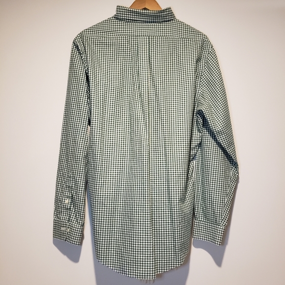 BROOKS BROTHERS / MENS DRESS SHIRT / CHECKERED GREEN & WHITE - Picture 3 of 5